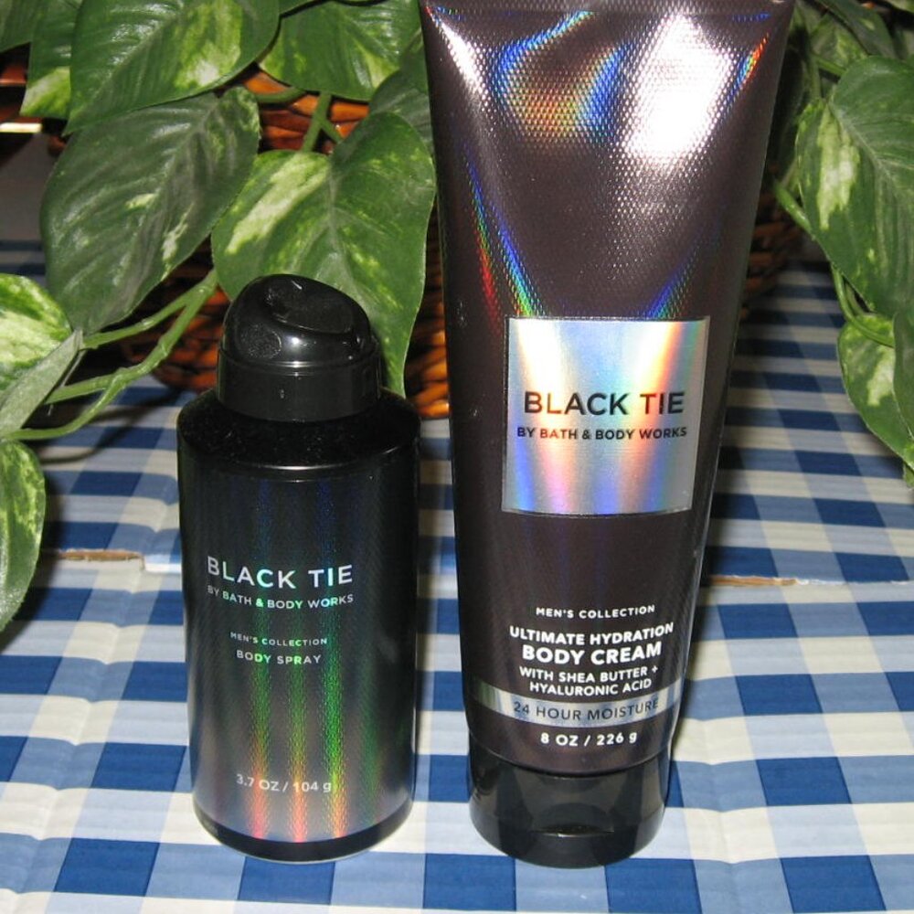 BBW Mens Black Tie Body Spray & Cream Lot of 2 New